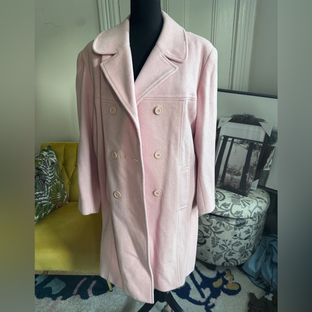 Pink Double-Breasted Women's Coat - Picture 1 of 5